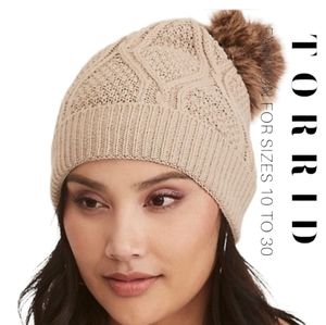 Torrid Cable Knit Pom Beanie faux fur Pom Pom …